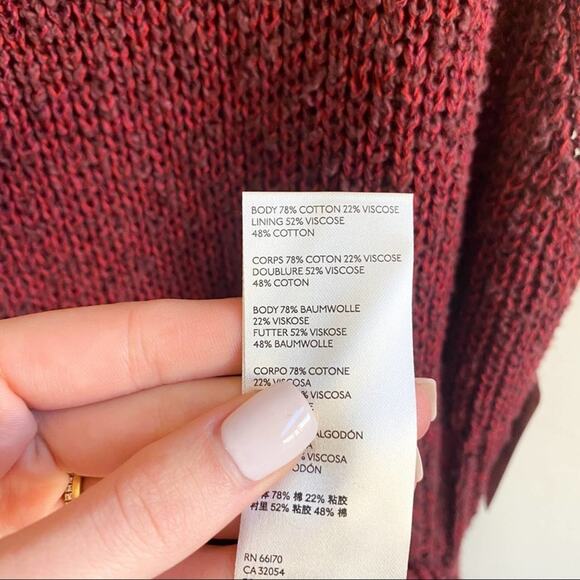 NWT Free People Maroon Red Waterfall Ruffle Knit Sweater Dress - Picture 8 of 8